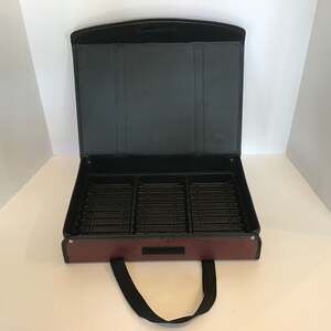 Vintage Double-Sided Cassette Tape Carrying Case Mahogany color and Black